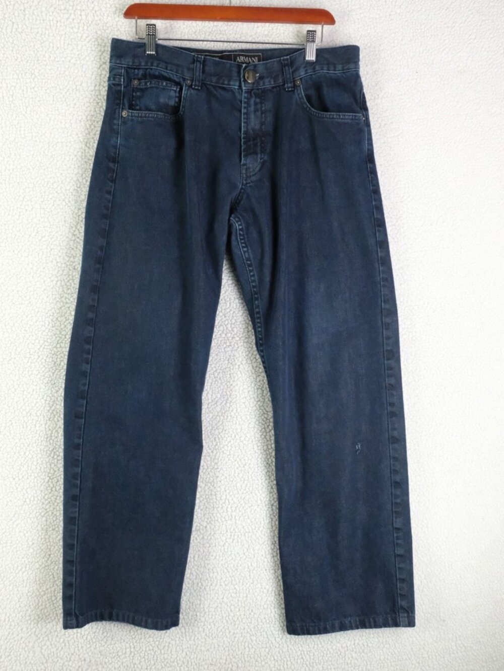 Armani Collezioni Jeans Mens 32X30 Dark Wash Straight Leg Lightweight Zip Fly